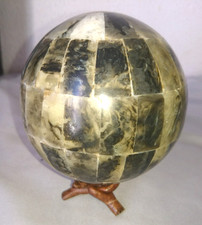 OLD SCULPTURE BALL DECORATION AFRICAN ART CONGO MOTHER OF PEARL SHELL 1980