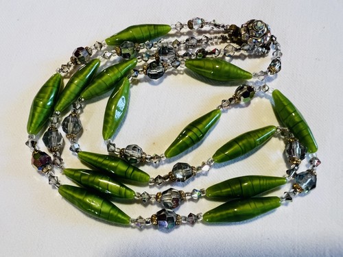 Collier ancien rangs verre - collier,