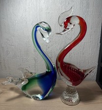 Two Murano Style Blown Glass Swans