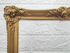 encadrement vintage en stuc doré sculpté de fleurs – déco shabby chic 51x60