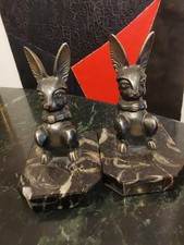 Paire De Serre Livre Art Déco Lapin Signé H Moreau