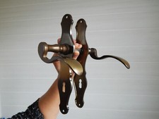 8mm Square Pair of Solid Brass Handles and Plates,Door,Vintage Handle Door 