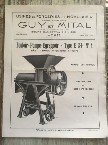 Fouloir pompe egrappoir guy - fouloir,