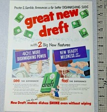1949 Dreft Vintage Print Ad Dishwashing Suds Fine Fabrics Proctor Gamble Powder