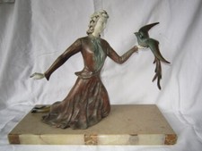 CHRYSELEPHANTINE SCULPTURE IN REGULATION ART NEW WOMEN BIRD