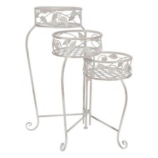 Cache Pot en Fer Blanc Shabby Chic Meubles Balcon Entrée Maison 3 Places