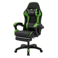Chaise gaming noir vert PU avec repose-pieds dossier inclinable rotation à 360°