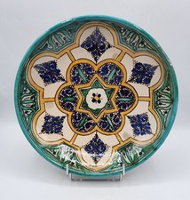 Petit plat tobsil en faïence polychrome de Fès Maroc Poterie début XXème