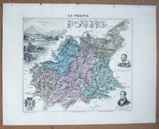 ENGRAVING OF THE LOWER ALPS DEPARTMENT. ATLAS MIGEON 1886.