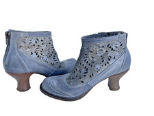 Womens Neosens Gray Leather Cutout Heeled Ankle Shoes Booties Spain EU 36/ US 6