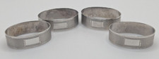 Set of 4 Vintage English Sterling Silver Napkin Rings, blank cartouche, d. 1959