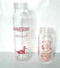 Biberon ancien verre Bamberic et Remond vintage Baby bottle Lait Bébé Lot de 2