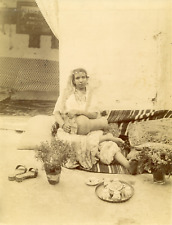 Algeria, Algerian woman, traditional costume, vintage darbuka musician
