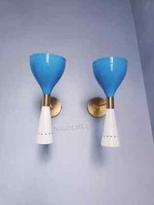 1950s Mi Siècle Blanc & Bleu