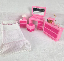 Vintage Barbie Dream House Bedroom Set Vanity Accessories Arco & Mattel Bed