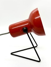 Vtg  MCM Red Enamel & Black Steel Table Lamp In The Style Of Mathieu Mategot