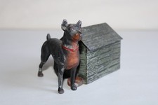 Antique Zamac Inkwell Niche Shape and Doberman Dog, Height 7.3cm
