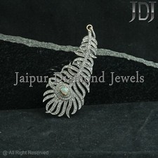 Opale Pierre Précieuse 925 Argent Sterling Diamant Paon Pendentif Plume Bijoux