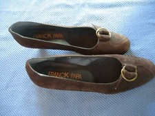 Paire de chaussures marrons femme pointure 39 daim cuir TBE Franck Papa escarpin
