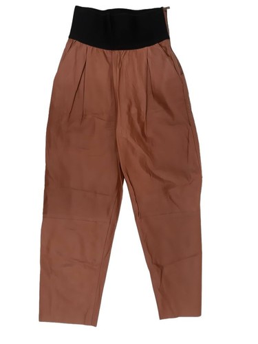 Pantalon cuir taille haute - cuir,