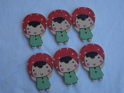 Boutons bois petite fille - petite,