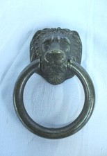 SUPERB BRONZE LION BUST DOOR BUMPER OR HAMMER 