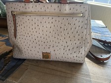 Dooney & Bourke Ostrich Zip Satchel Light Taupe Mark