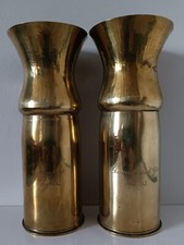 Vases douilles d obus*Nieuport1914*et*Souvenir de l Yser1914/15*H:25cm/D:8,5cm