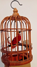 Ancienne  petite CAGE OISEAU en bois H12cm avec perroquet pour décor poupée  