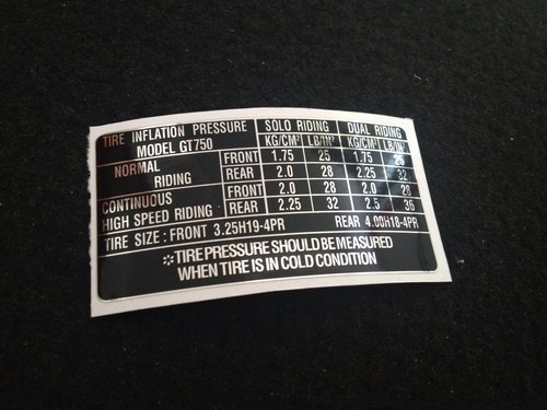 Suzuki gt750 tire info decal - info,