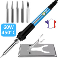 Fer à Souder 60W Soudure Précise Température Réglable 450°C + 5 Pannes + Socle