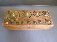 antique brass weight box for complete scale