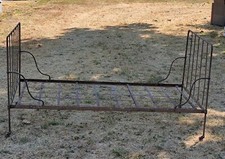LIT FER FORGER PLIANT XIXème IDEAL POUR BANQUETTE DE JARDIN 187/105 cm