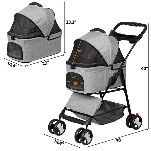 Folding dog stroller - in,
