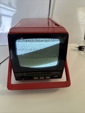 Portable Red TV QUASAR 5” UHF VHF AM FM Radio XP1477BR Television Tested Working