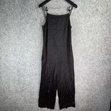 COS Jumpsuit Womens 10 Black Sleeveless Straight Leg Satin 12653