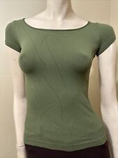 Women’s Forest Green Nylon Casual Summer Stretch Slim One Size Blouse Top
