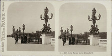 Paris, Lamplamps on the Pont Alexandre III, vintage print, ca.1910, stereo shooting