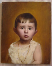 Antique painting early 20th century signed oil on canvas child portrait