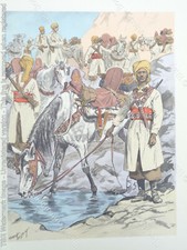 MAURICE TOUSSAINT Spahis Marocains Planche Gravure Militaire Uniforme Armée