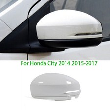 White Left Rearview Door Mirror Cover Shell Cap 1X For Honda City 2014 2015-2017
