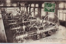 B4011+ postcard 42 SAINT ETIENNE INDUSTRIE COMMERCE COMPRESSOR BATTERY