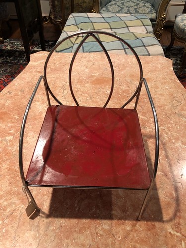 Vintage child doll metal chair - metal,