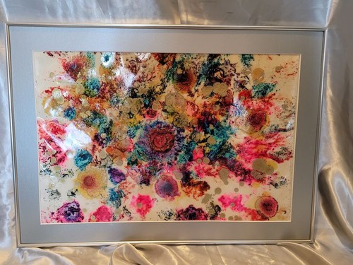 Cadre argenté 70x50 fleurs - 70x50,