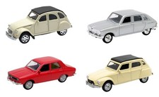 Lot de 4 voitures Miniatures Retro Citroën Renault 3 inches 7cm Jouet WEL14