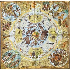 HERMES Silk Scarf LES MYTHOLOGIES DES HOMMES ROUGES Kermit Oliver / US duty free