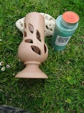 lot 3piéces photophore26x10cm céramique ,bougie et gravier couleur pour décor 