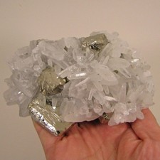 5.3" PYRITE w/ QUARTZ Crystals Cluster - Peru - 1.8 lbs.
