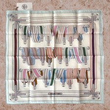 HERMES Carré 45 Les Sangles Scarf Light Blue Multicolor Silk Boxed Tags Unused