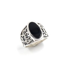 Bague en argent 925 bijou massif pour homme bague en onyx noir ovale 18,1 mm ...